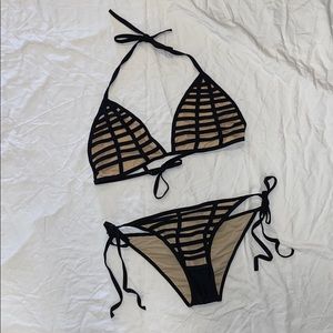 Black and Tan String Bikini